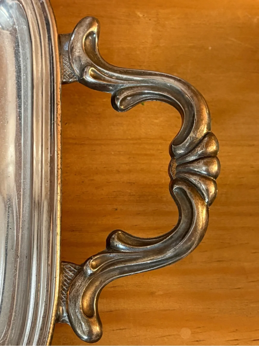 Silver Ornate Serving Tray with Handles - Decorative Home Accent